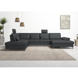 Places of Style Wohnlandschaft »Costello U-Form, mit Sitztiefenverstellung, Armteilverstellung und«, 3 Nierenkissen, optional Bettfunktion und Bettkasten