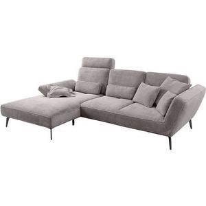 set one by Musterring Ecksofa »SO 4500, Füße schwarz matt, inkl Schwenkrückenfunktion, Cord, L-Form«, wahlweise mit Kopfstütze/Armteilverstellung/Rückenneigung