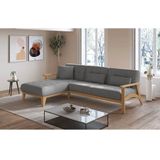 sit&more Ecksofa "Billund L-Form", Armlehnen aus eichefarbigem Buchenholz, verschiedene Bezüge und Farben