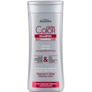 Joanna Ultra Color Shampoo voor mahoniekleuren en rood haar, revitaliserende haarshampoo, kleurverfrissing en haarverzorging, verdiept de kleurintensiteit, vocht voor je haar, 200 ml