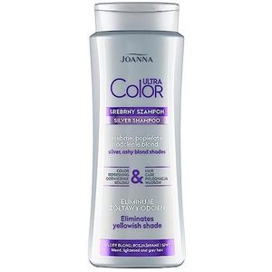 JOANNA Ultra Color Silver Shampooing - Shampooing pour femme - Shampooing rehaussant la couleur - Neutralise les jaunes indésirables - Facilite le peignage des cheveux - Blond argenté 400 ml