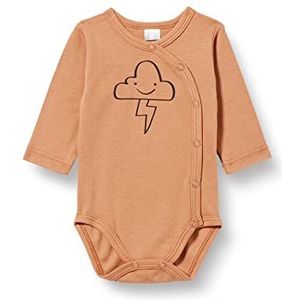 Pinokio Bodysuit Buttoned Long Sleeve Olivier, 100% katoen, Indian tan met cloud, jongens 56-74 (56), tan olivier, 56 cm