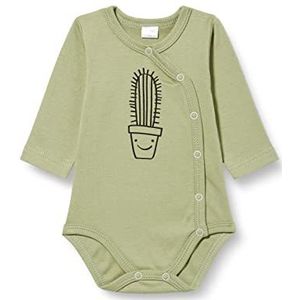 Pinokio Bodysuit Buttoned Long Sleeve Olivier, 100% katoen, Olive with Cactus, Jongens 62-92 (56), Olive Olivier, 56 cm