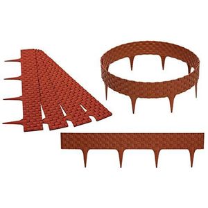GARDENIX 3,2 m Rotan Bed Rand Bed Border Gazon Rand Tuin Palisade Bed Hek (Rood/Terracotta)
