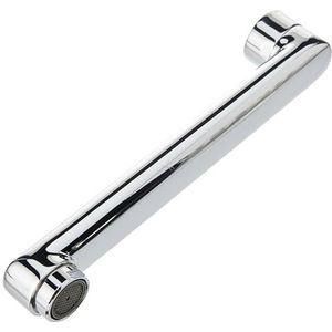 Draaibare uitloop voor wandmontage, totaal 160 mm lang, messing kraan verchroomd