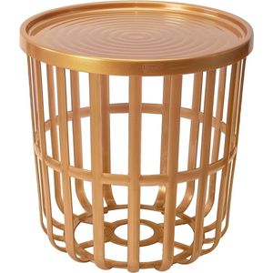 BranQ - Bijzettafel - Salontafel - Rond - Met opbergmand - 40 x 40 x 40 cm - Gold