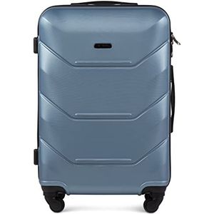 WINGS Reiskoffer - Lichtgewicht koffer met wielen en telescopische handgreep, zilverblauw, M, koffer, Blauw Zilver, koffer