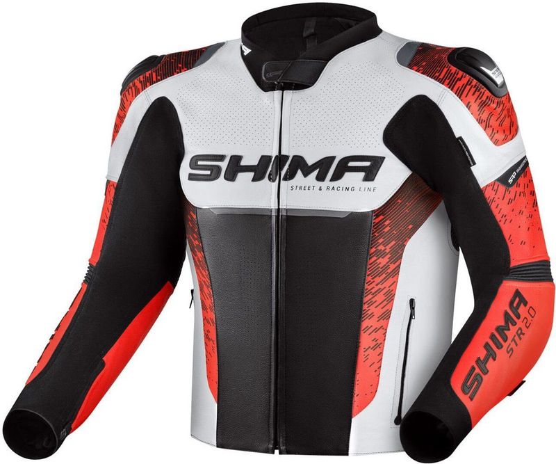 SHIMA - STR 2.0 - Motorjas - Zwart/Wit/Rood - Leer