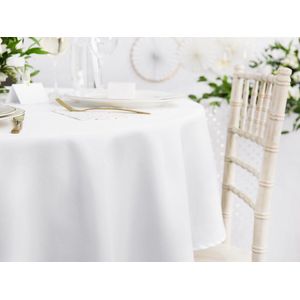 Wit Tafelkleed Rond 230 cm, Tafeldecoratie, Decoratie, Bruiloft, Feest