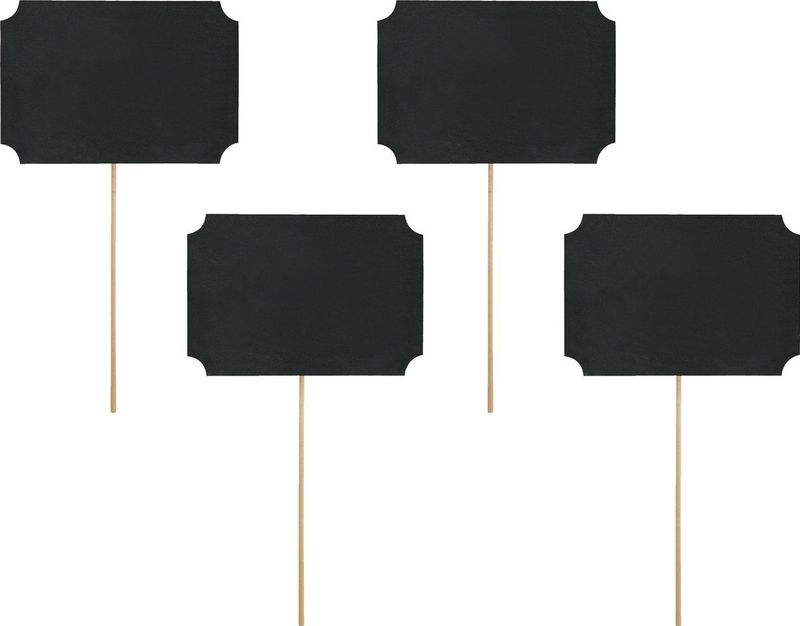 PartyDeco foto prop set beschrijfbaar - Bruiloft - zwart - set 4x stuks - 11 x 8 cm