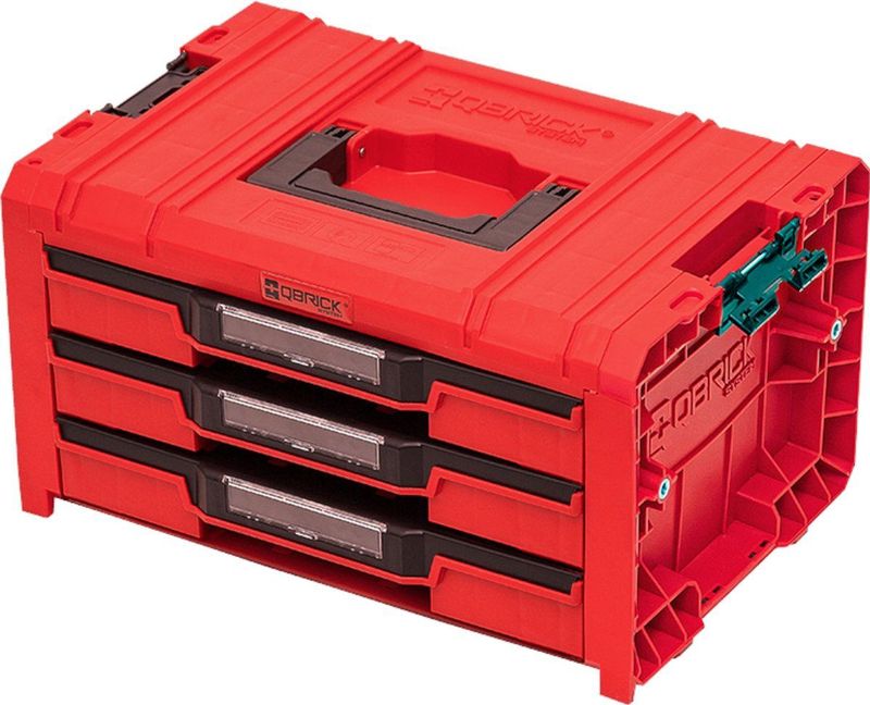 Qbrick System - PRO Drawer 3 Toolbox - Rood - Modulair - 3 Laden