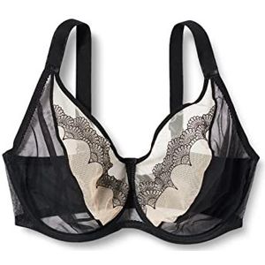 Gorteks Heidi-B2 Zachte damesbeha met beugel, zonder vulling, borduurbeha - 95B, zwart, zwart, 95B