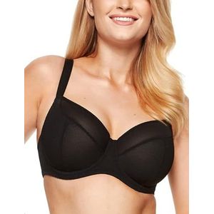 Gorteks Valentina-B2 V2 Beha voor dames, zacht en comfortabel met beugel zonder vulling, beha voor grote en kleine borsten, 75C, zwart, zwart, 75C