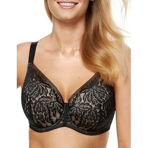 Gorteks Amber-B4 gewatteerd, kanten beha, comfortabel - 90C, zwart, zwart, 90C