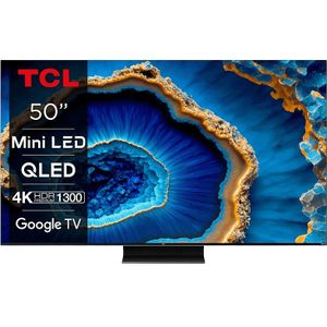 TV QLED Mini LED TCL 50C805 127cm 4K UHD Google TV Geborsteld aluminium