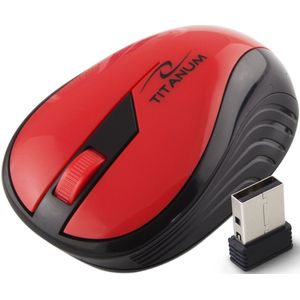 Esperanza Titanum Wireless RF Wireless Optisch 1000 DPI rechts zwart, rood – muis (rechtshandigen, optisch, draadloos, 1000 dpi, zwart, rood)