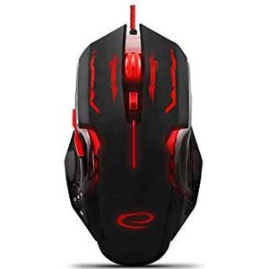 Esperanza - EGM403R - Computer Muis - Zwart - Rood - Bedraad - 2400 DPI