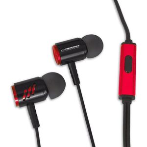 Esperanza metal earphones met microfoon eh207 zwart/rood