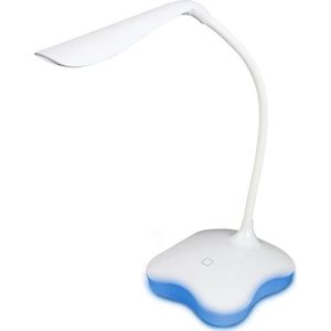 LED Bureaulamp - Estoya Mimo - 3W - Helder/Koud Wit 5500K - Touch Schakelaar - Dimbaar - Flexibele Arm - USB Opladen - Mat Wit - Kunststof