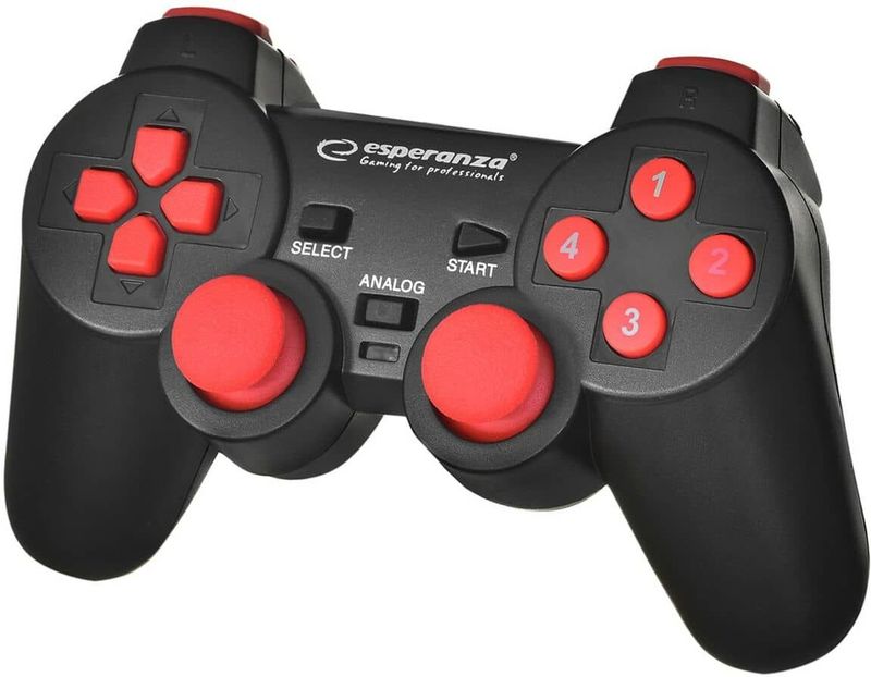 Esperanza EGG102R Gaming Controller Zwart, Rood USB 2.0 Gamepad Analoog / Digital PC