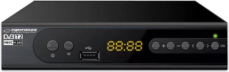 Esperanza - Hevc Ev106r - DVB-T2 Tuner - Zwart - USB Aansluiting