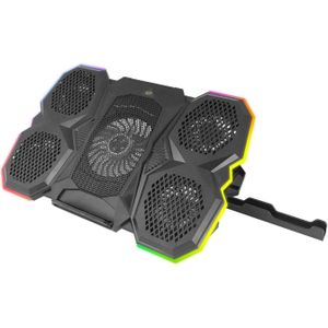 Esperanza rgb illuminated gaming notebook cooling pad met mobiel phone stand breva