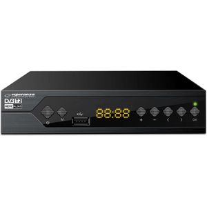 Esperanza EV107P digitale ontvanger DVB-T2 H.265 (DVB-T, DVB-T2, DVB-S2, DVB-S2X, DVB-C), TV-ontvanger, Zwart