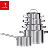 Smile Pannenset Inductie met antiaanbaklaag - RVS Kookpannen voor alle warmtebronnen - Set van 5 pannen inclusief deksels