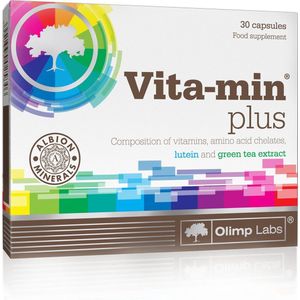 Vita-Min plus, multivitamine, 30 caps-blisters,  samenstelling van vitamines, aminozuurchelaten (mineralen), luteïne en groene thee-extract, bevat jodium! Beschermd door een wereldoctrooi!