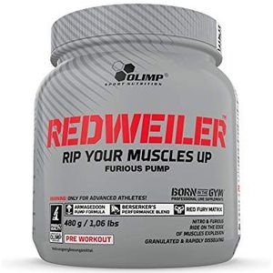 Olimp Redweiler Pre Workout Booster, spierpomp, L-arginine, bèta-alanine, sinaasappel, 2750, 480 g