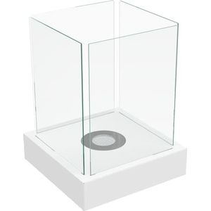 KRATKI Tango4 bio-ethanol haard, zelfstaand, bio-ethanolhouder, 0,2 liter, TÜV-getest staal, 4 glasplaten 52 x 40 cm, wit
