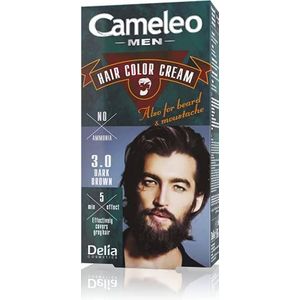 Cameleo Voor mannen, permanente haarverf, donkerbruine kleur voor haar, baard en snor, kleureffect in 5 minuten, grijze haardekking, zonder ammoniak, 30 ml