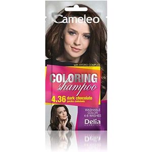 Cameleo - Gekleurde shampoo - Dark Chocolate - Verfrist snel en eenvoudig ""kleur in kleur"" - zonder ammoniak en oxidatie - shampoo in zak - 40 ml