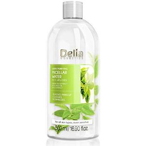 Delia Cosmetics Gezichtsreiniger, micellair water met groene thee-extract en avocado-olie, dieptereiniging, verfrissend, vermindert talgproductie, 500 ml