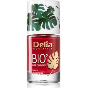 Delia Cosmetics Bio Green nagellak, rood, veganistisch, perfecte dekking en glans, eenvoudig en snel te gebruiken, natuurlijke ingrediënten, langdurige kleur tot 6 dagen