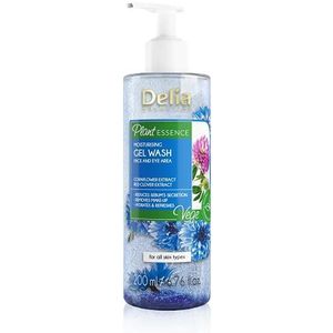 Delia Cosmetics Plant Essence Gezichtsreinigingsgel, vochtinbrengende reinigingsgel, verwijdert make-up en onzuiverheden, natuurlijk, voor alle huidtypes, vermindert overtollig talg, 200 ml
