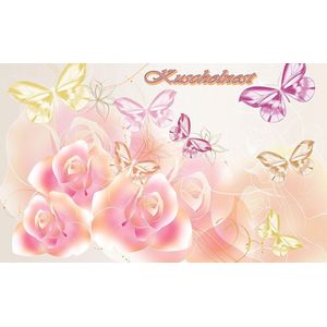 Roses Butterfly Abstract Photo Wallcovering