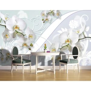 Orchid Flowers Pattern Photo Wallcovering