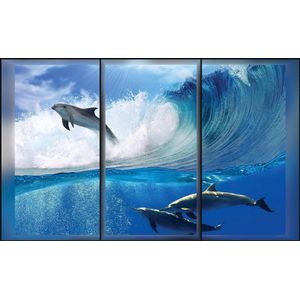 Dolphins Sea Wave Jump Photo Wallcovering