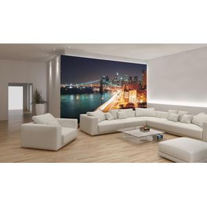 New York City Skyline Night Photo Wallcovering