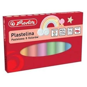 herlitz® Boetseerklei, 8 pastelkleuren voor de kleuterschool, creatief plezier voor kinderen en volwassenen, zacht model, veilig, niet giftig, wasbaar, zacht en gemakkelijk te vormen