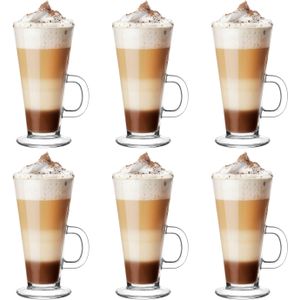 Glasmark Caffe Latte macchiato/koffie glazen model Paris - transparant glas - 6x stuks - 250 ml