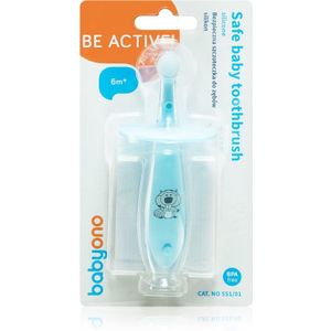 BabyOno Safe Baby Toothbrush Tandenborstel voor Kinderen 6m+ Blue 1 st