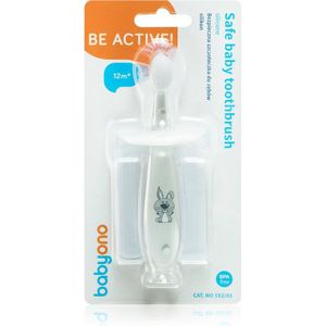 BabyOno Safe Baby Toothbrush Grey Tandenborstel voor Kinderen 12m+ 1 st