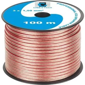 ETEC Luidsprekerkabel – 10 Meter, 2x1,50 Mm² CCA, Transparant – Flexibel En Eenvoudig Te Installeren Voor Thuisbioscoop En Audio