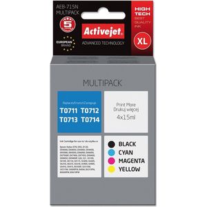 Activejet AEB-715N inkt (vervanging van Epson T0715; Supreme; 4 x 15 ml; zwart, rood, blauw, geel)