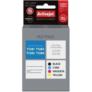 Activejet AEB-1285N inkt (vervanging Epson T1281, T1282, T1283, T1284, Supreme, 1 x 15 ml, 3 x 13 ml, zwart, rood, blauw, geel)