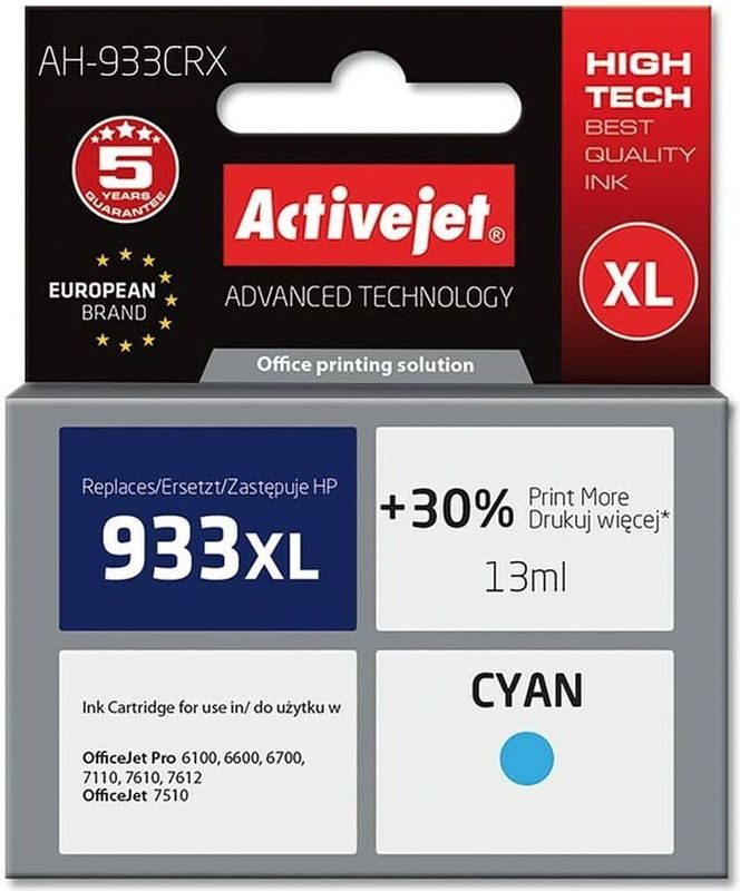 Activejet AH-933CRX inkt (vervanging HP 933XL CN054AE; Premium; 13 ml; blauw)