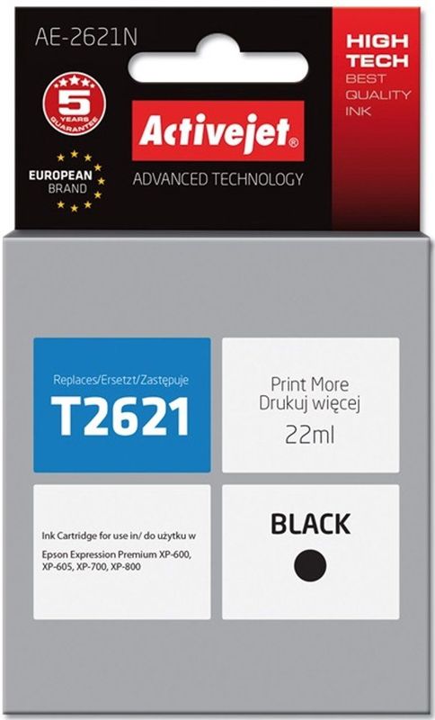 Activejet - AE-2621N - Inktcartridge - Zwart - Compatibel - Hoog rendement