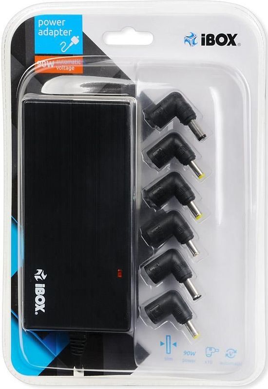 iBox Voedingseenheid AC 100-240 V (90 W), Voeding voor notebooks, Zwart